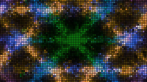 Patrón hipnótico de píxeles vibrantes. Moción. Los píxeles se mueven para representar el patrón triangular. Patrón de píxeles con radiaciones vibratorias — Foto de Stock