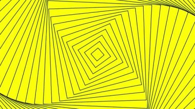 Dönen karelerin soyut hipnotik optik illüzyonu, kusursuz döngü. Hareket. Dönen eşkenar dörtgenler renkli bir girdap yaratıyor.