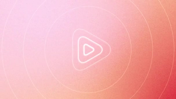 Abstract colorful background with pulsating spreading narrow rings and smaller triangles. Motion. Bright gradient backdrop with moving silhouettes, seamless loop. — Stock Video