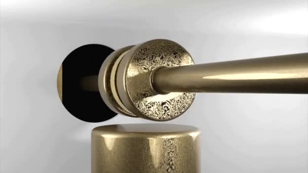 Animation of virtual dollar coin. Design. 3D animation for game screensaver with dollar coin. Virtual press creates dollar coin and presses it into liquid — Stock Video