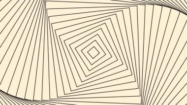 Dönen karelerin soyut hipnotik optik illüzyonu, kusursuz döngü. Hareket. Dönen eşkenar dörtgenler renkli bir girdap yaratıyor.