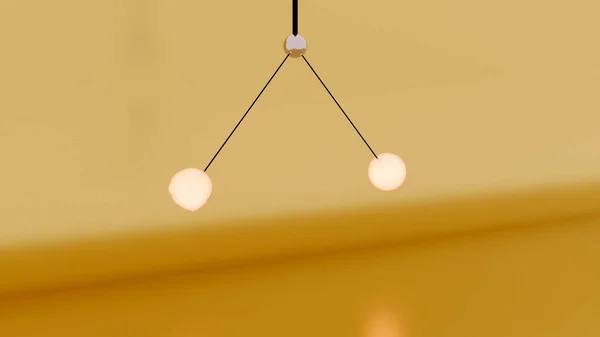 Научный маятник с яйцами. Дизайн. Ньютонский маятник из двух шаров на изолированном цветном фоне. Анимация с экспериментальным маятником из двух шаров — стоковое фото