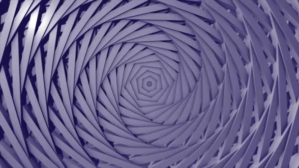 Гипнотический поворот красочной спирали, бесшовная петля. Дизайн. Вращающиеся шестиугольные объекты, создающие эффект трехмерных слоев из пластика. — стоковое видео