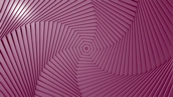 Hipnótico girando espiral colorido, lazo sin costuras. Diseño. Girando objetos hexagonales creando efecto de capas 3D hechas de material plástico. — Vídeo de stock