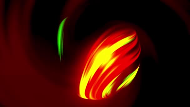 Abstract spinning energy ball with colorful curving stripes of light on its surface. Motion. Unknown planet with energy surface in outer space. — Stock Video