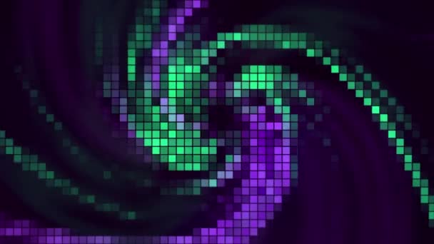Imagem retrô de espiral colorido rotativo. Moção. Bela espiral em movimento de pixels. Imagem de pixel de espiral cósmica colorida. Pixel retro imagem da galáxia — Vídeo de Stock