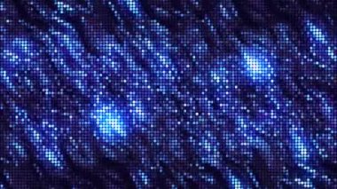 Hareket eden su röfleleri ile güzel bir arka plan. Hareket. Su yüzeyinin ışık saçan parlaklığıyla hareket eden bilgisayar animasyonu. Parlak sıvı görüntüsü olan pikseller