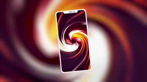 Hypnotic animation on phone screen. Motion. Hypnotic spiral on phone screen saver. Immersion in virtual world through phone — Stock Video