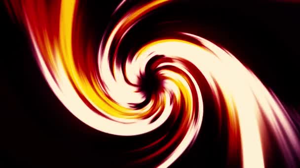 Neon funnel with colorful twisting rays, seamless loop. Motion. Curved bright lines on a black background resembling tornado. — Stock Video