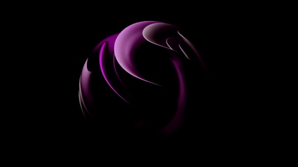 Куля, що обертається відрізаних шарів. Дизайн. Красива 3D куля з витонченими вирізами обертається на чорному тлі. 3D кулька пелюсток обертається з тінями — стокове відео