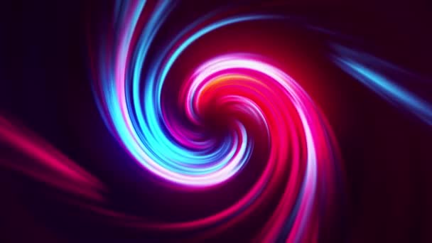 Dynamic animated colorful vortex, seamless loop. Motion. Top view of bright tornado with glowing curving stripes. — Stock Video