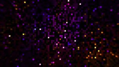 Parlayan mozaik fayansların hareketli animasyon arka planı, kusursuz döngü. Tasarım. Parlak ışıkla yanıp sönen kareler, parti konsepti ve dans pisti..