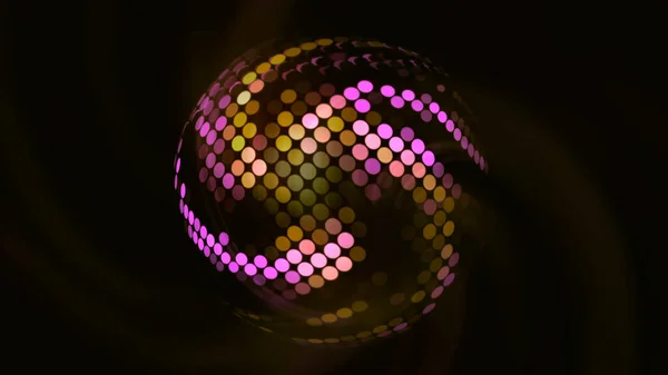 Ντίσκο μπάλα περιστρέφεται και λαμπυρίζει με χρώματα. Κίνηση. Περιστρεφόμενη 3d disco μπάλα με πολύχρωμα λουλούδια. Μπάλα ντίσκο περιστρέφεται με υπνωτικά χρώματα — Φωτογραφία Αρχείου