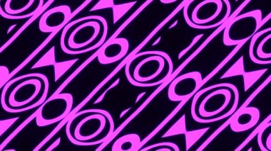 Akan daireler ve halkalarla renklendirilmiş desen. Tasarım. Koyu arkaplanda çizgiler ve halkalar akan güzel desenler. Çizgiler ve dairelerle çizilmiş çizgi film deseni