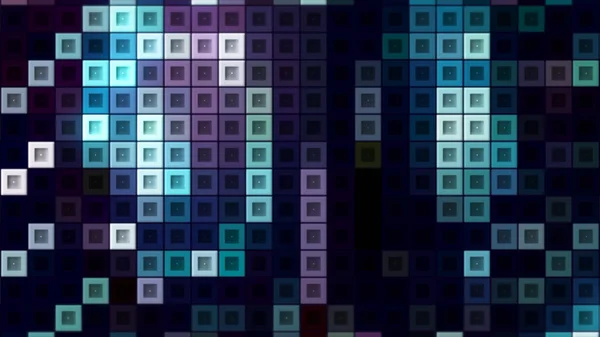 Sfondo con quadrati colorati in tetris. Mozione. Tetris elettronico con quadrati al neon in movimento. Elegante sfondo con quadrati colorati che si muovono in stile retrò gioco — Foto Stock