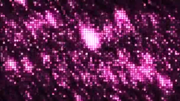 Image pixel d'ondes de couleurs brillantes. Motion. Ondulations rapides de liquide coloré avec des reflets en pixels. Beau fond lumineux avec des reflets brillants d'ondes colorées avec des pixels — Video