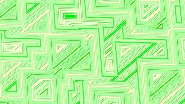 Bewegte geometrische Muster mit Labyrinth-Elementen. Design. Hypnotische Animation mit Muster im Stil eines Labyrinths. Muster mit quadratischen Linien und labyrinthischen Geweben — Stockvideo