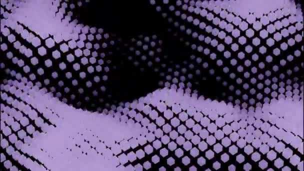 Abstrakcyjna falista faktura płynących fioletowych i czarnych cząstek, płynna pętla. Projektowanie. Duże fale sześcienne płótna. — Wideo stockowe