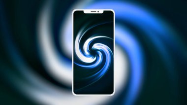 Telefon ekranında hipnotik animasyon. Hareket. Hipnotik spiral telefon ekran koruyucusunda. Sanal dünyaya telefonla daldırma