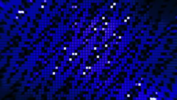 Abstract kleurrijke lopende pixels achtergrond, naadloze lus. Ontwerp. Zigzag patroon van glinsterende en bewegende kleine rijen vierkantjes. — Stockvideo