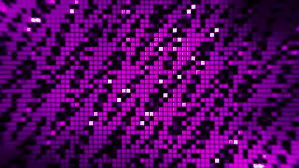 Abstraktní barevné pozadí běžících pixelů, bezešvé smyčky. Design. Zigzag vzor třpytivé a pohybující se malé řádky čtverců.