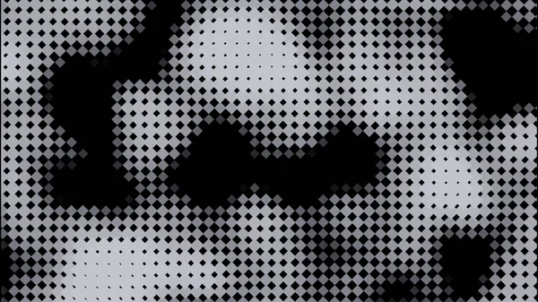 Fondo en bucle sin costuras de ondas de píxeles iluminadas en blanco y negro. Diseño. Manchas negras que se asemejan a una huella de vaca, monocromo. — Foto de Stock