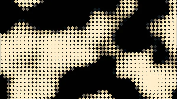 Nahtloser Schleifenhintergrund aus schwarz und beige beleuchteten Pixelwellen. Design. Schwarze Flecken, die einem Kuhabdruck ähneln. — Stockfoto
