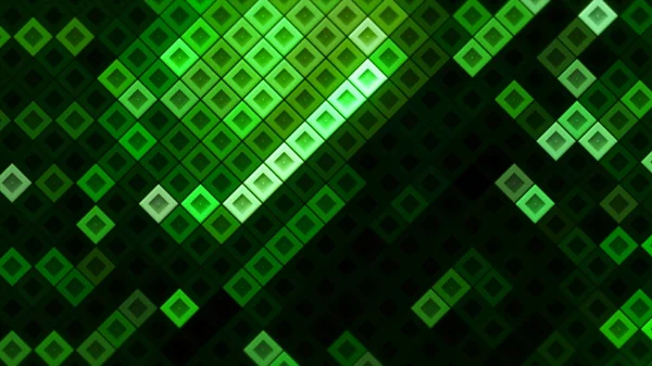 Background with moving glowing squares in game style. Motion. Game background with electronic field and moving glowing squares. Neon squares move like snake or like in Tetris — Stock Photo, Image