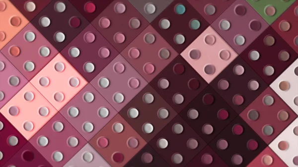 Coloridos cubos intermitentes con puntos. Moción. Cuadrados coloridos con puntos parpadean en diferentes colores. Fondo giratorio de coloridas plazas lego — Foto de Stock
