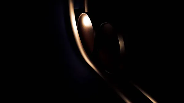 Mecanismo automático abstracto con tres objetos planos en forma de disco rodando desde un agujero. Diseño. Máquina con monedas de bronce. —  Fotos de Stock