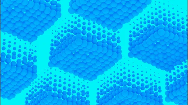Abstract geometric clouds in a form of a cube of small bubbles, seamless loop. Design. Visualization of blue sky and clouds in digital style. — Stock Photo, Image
