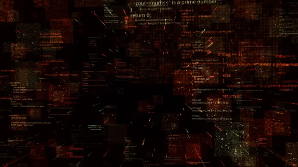 Programación abstracta futurista código digital rojo, bucle sin fisuras. Animación. Tecnología científica y red de datos Animación 3D. — Foto de Stock