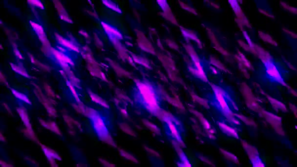 抽象的なカラフルなガラス粒子が移動し、黒の背景に輝く、シームレスなループ。動きだ。反射的な輝きの詳細の壁. — ストック動画