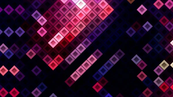 Colorido baile brillante de cuadrados mágicos sobre un fondo negro con el efecto stop motion. Moción. Interfaz de aplicación de ecualizador de sonido. —  Fotos de Stock