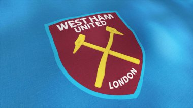 West Ham United profesyonel futbol kulübü Londra 'nın soyut amblemi. Hareket. Spor anlayışı. Sadece yazı işleri için..