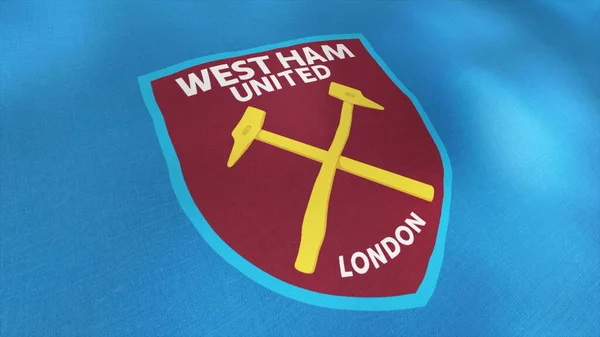 Abstraktes Emblem des Profi-Fußballklubs West Ham United, London. Bewegung. Konzept des Sports. Nur für redaktionelle Zwecke. — Stockfoto