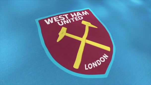 Abstrakt emblem för West Ham United professionell fotbollsklubb, London. Rörelse. Begreppet idrott. Endast för redaktionellt bruk. — Stockvideo