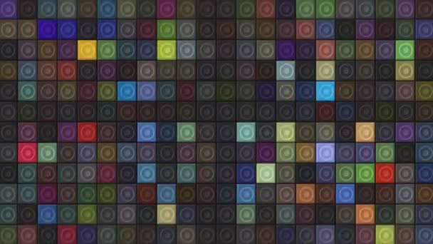 Krásné pozadí barevné blikající čtverce. Pohyb. Stylové mozaiky pozadí blikající pestrobarevné čtverce. Spousta čtverců bliká v různých barvách — Stock video