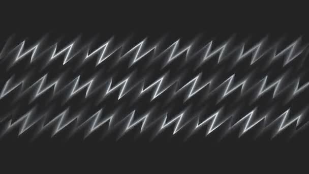 Linee astratte monocromatiche a zig-zag che si muovono su uno sfondo nero, loop senza soluzione di continuità. Mozione. Simbolo energia o elettricità. — Video Stock