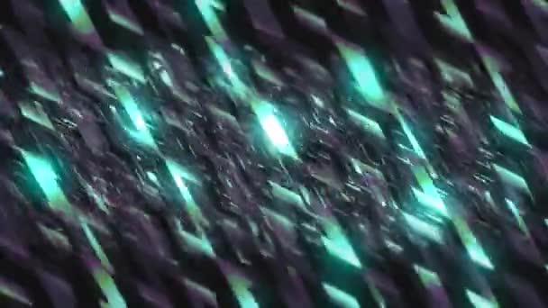 Gebarsten of gebroken glasscherven vliegende achtergrond, naadloze lus. Beweging. Diagonaal bewegende ruitvormige deeltjes. — Stockvideo