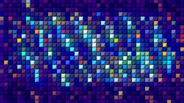 Tecnologia sfondo rumore digitale blu, un muro di particelle colorate, loop senza soluzione di continuità. Mozione. Righe pf pixel lampeggianti o quadrati. — Foto Stock