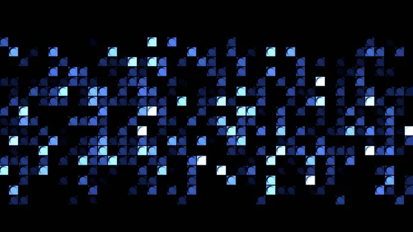 빛나는 픽셀 블록 이 배경으로 움직이는 것을 막고, 솔기없는 루프입니다. 움직임. 깜빡이는 사각형으로 벽을 움직이는 여러 가지 색 블록.. — 스톡 사진