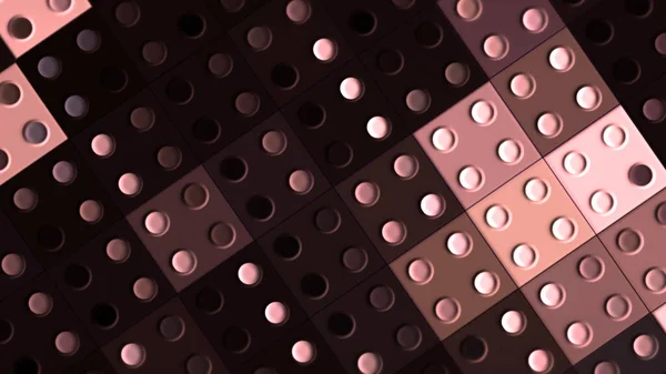 Abstractos azulejos de dominó girando fondo. Moción. Cuadrados parpadeantes con cuatro círculos en cada baldosa creando superficie giratoria. — Foto de Stock