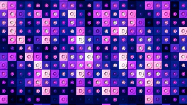 Azulejos cuadrados violeta en superficie de mosaico animado lazo sin costura. Moción. Bloques púrpura con siluetas de círculo en el interior. — Foto de Stock