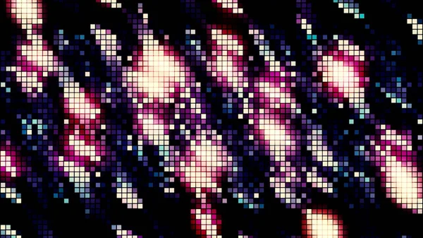 Mosaik bakgrund, färgglada pixelated lutning animation, sömlös loop. Rörelse. Flyttande bokeh fläckar glödande och rinnande ner. — Stockfoto