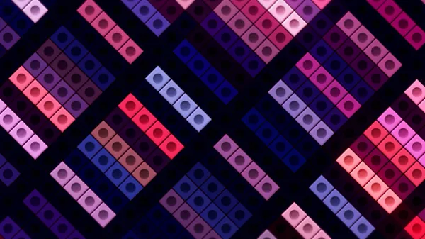 Azulejos rectangulares violetas en mosaico animado lazo sin costura. Moción. Formas geométricas planas con puntos dentro de cada cuadrado. — Foto de Stock