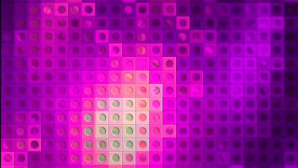 다채 로운 배경 과움직이는 색깔의 사각형. 움직임. 배경에는 점 이 있는 다양 한 색깔의 움직이는 사각형 이 있다. 사각형 과점으로 이루어진 다채 로운 모자이크 배경 — 비디오