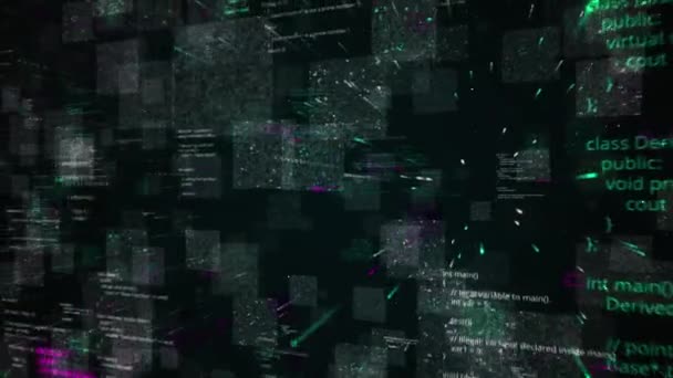 Futuristische High-Tech-grafische Benutzeroberfläche eines Computerprogramms, nahtlose Schleife. Animation. Digitales Display mit endlosem Cyberspace und verschlüsselten Daten. — Stockvideo