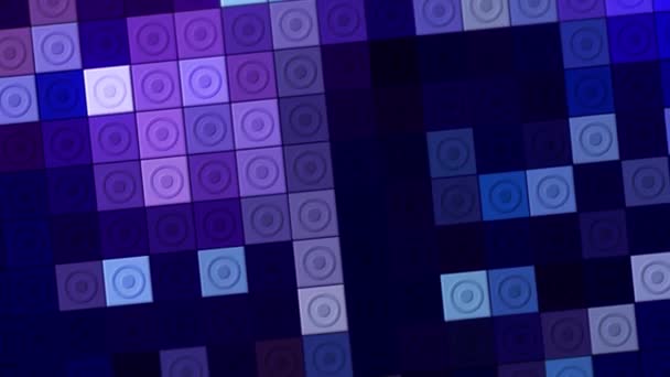 Violet square tiles in seamless loop animated mosaic surface. Motion. Purple blocks with circle silhouettes inside. — Stock Footage Violet square tiles in seamless loop animated mosaic surface. Motion. Purple blocks with circle silhouettes inside. — Stock Video
