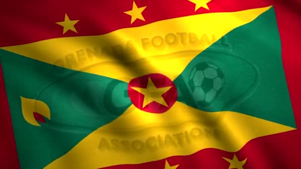 Emblema e bandeira da equipa de futebol. Moção. Emblema da equipa nacional de futebol. Bandeira da Associação de Futebol de Granada — Vídeo de Stock